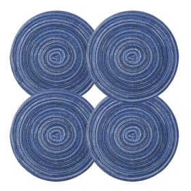 4 Pcs Woven Ramie Placemats Round Placemat Kitchen Accessories Home Decoration Table Mats Teapot Mats 7 inch, Blue