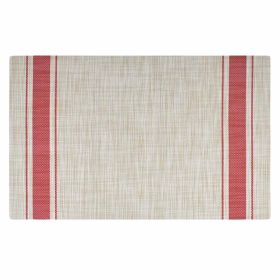 6 Pcs Japanese Style PVC Placemats Dining Table Mats Non Slip Kitchen Dining Table Decoration 17.7x11.8 inch, Red