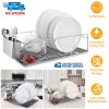 Dish Drying Rack Stainless Steel Dish Rack w/ Drainboard Cutlery Holder Kitchen Dish Organizer